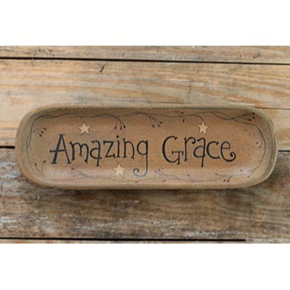 Donna White Amazing Grace Rustic Wooden Tray Hearthside Collection Signed Home